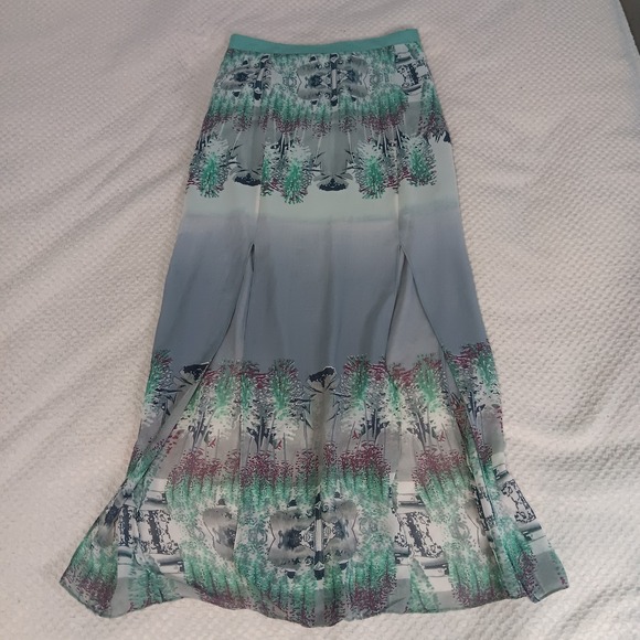 Walter Baker Dresses & Skirts - W118  Walter Baker Teal Gray Water Color Print Maxi skirt Partially Lined  Small